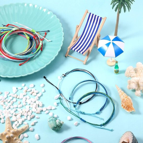 30 Vibrant Adjustable Bohemian Anklets - Waterproof Rope Bracelets for Summer - Picture 3 of 7